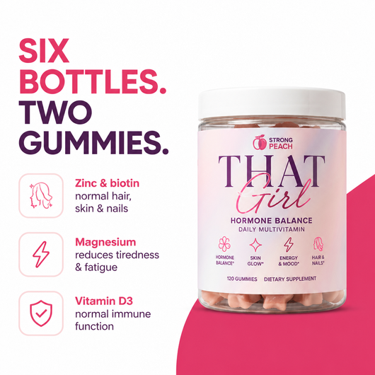 That Girl infographic: six bottles, two gummies