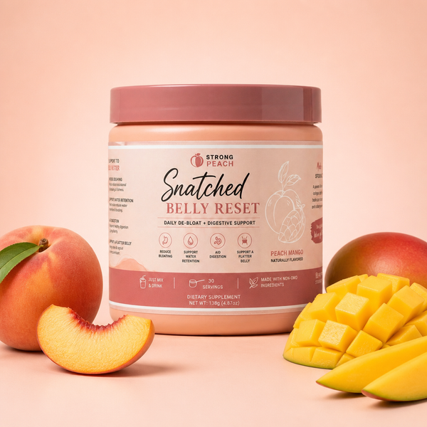Snatched Belly Reset tub with fresh peach and mango