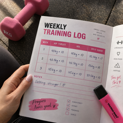 Weekly training log showing progressive overload