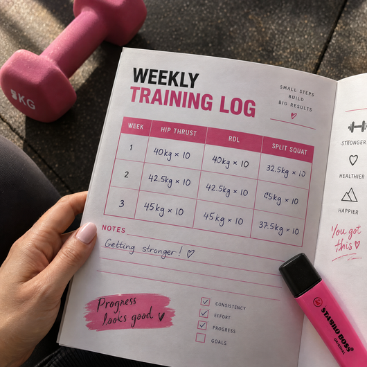 Weekly training log showing progressive overload