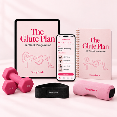 The Glute Plan 12-week programme on tablet, phone and printed planner